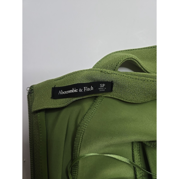 Abercrombie & Fitch Small Corset Midi Dress Stretch Sage Green Slit Occasion - Picture 4 of 10